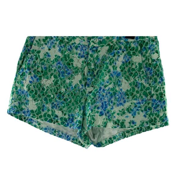 Madewell Women's Blue Green Lace Bloom Overlay Floral Summer Shorts Size 8 - Picture 4 of 9
